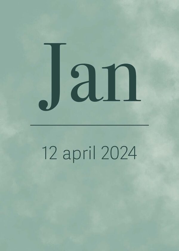Simple green Geboortebord voor op het raam